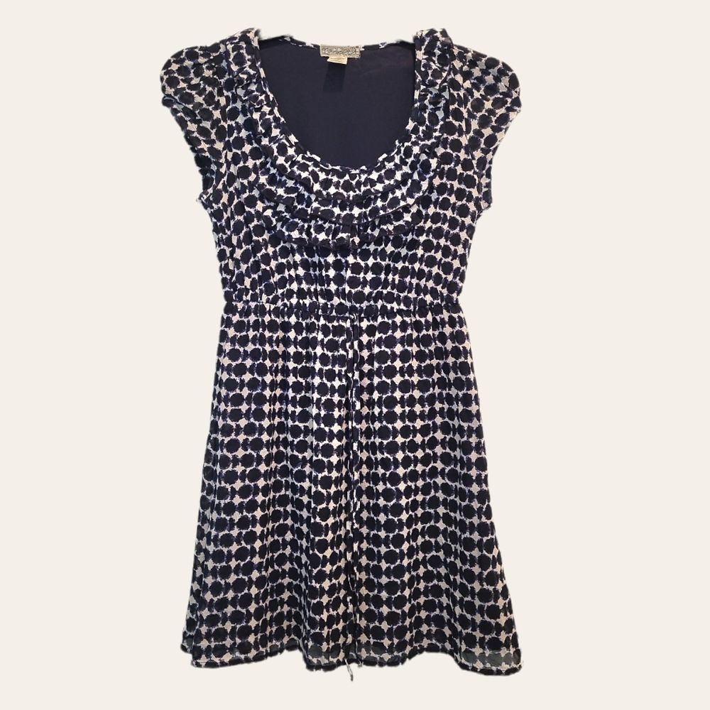 Fishbowl ruffle neckline cap sleeve dress